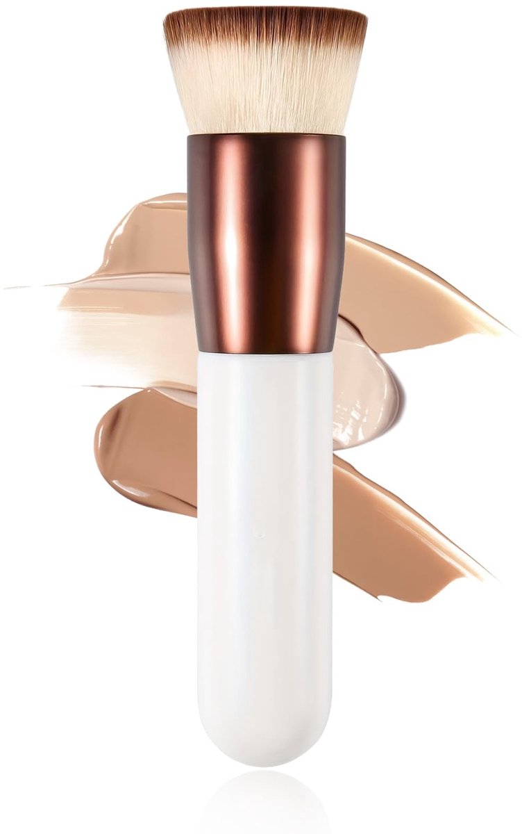 Dailygoods - Kabuki-kwast, platte foundationkwast, professionele Kabuki-kwast voor vloeibare make-up, crème en poeder, voor gelijkmatig aanbrengen en vervagen zonder strepen, ideaal voor professionele make-up en