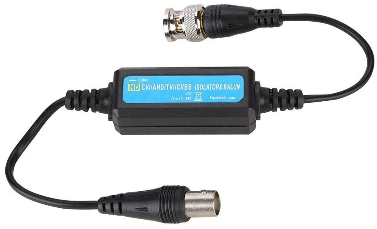Allecto aardlusisolator - Coaxiaal - Zwart - Mini HD TVI/CVI/AHD/CVBS - Ideaal voor camera's - Betrouwbare isolatie