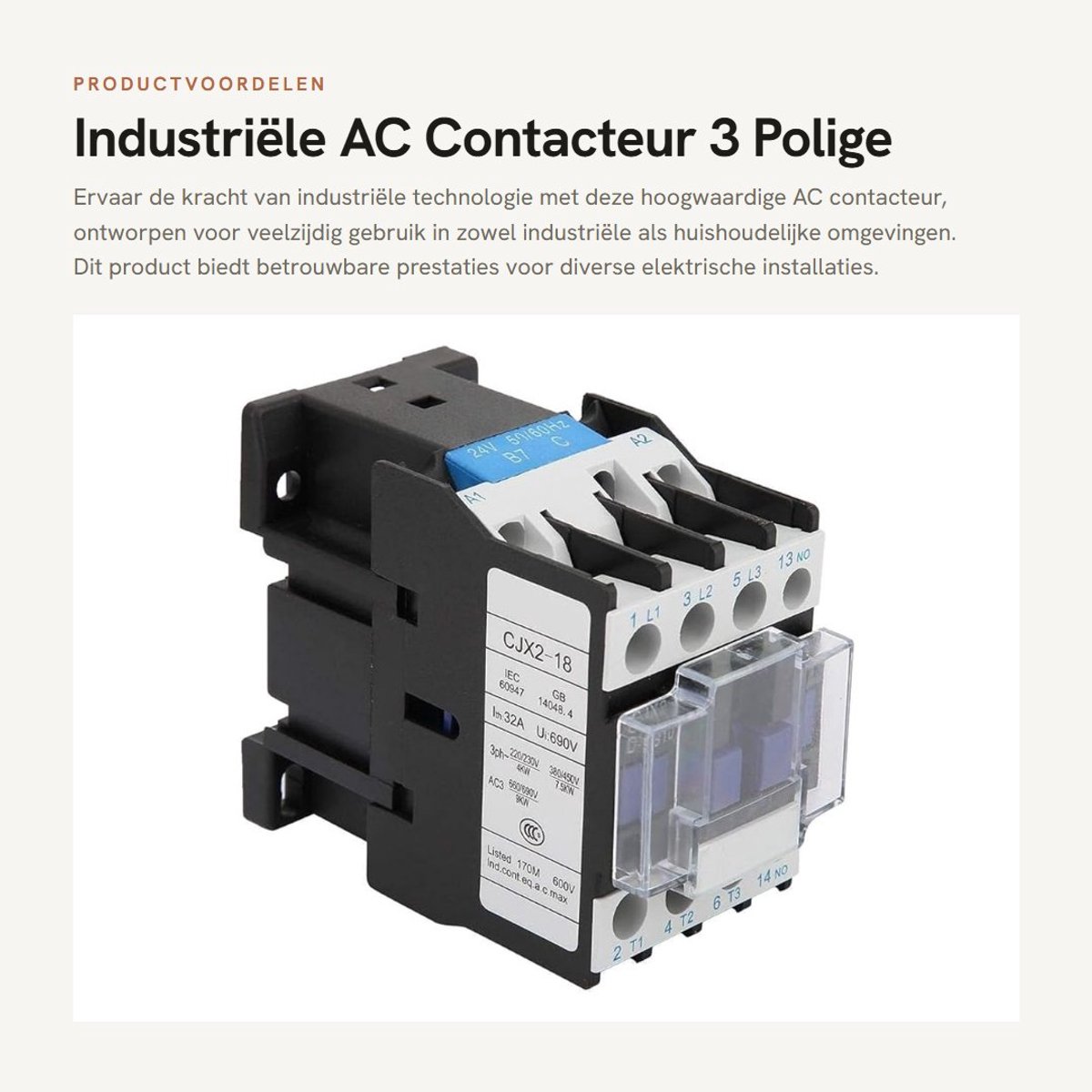 Dailygoods - Industriële AC Contacteur - 3 Polige Installatie - Railmontage - Variabele Spanning - Elektrische Contacteur - Duurzaam en Betrouwbaar -...