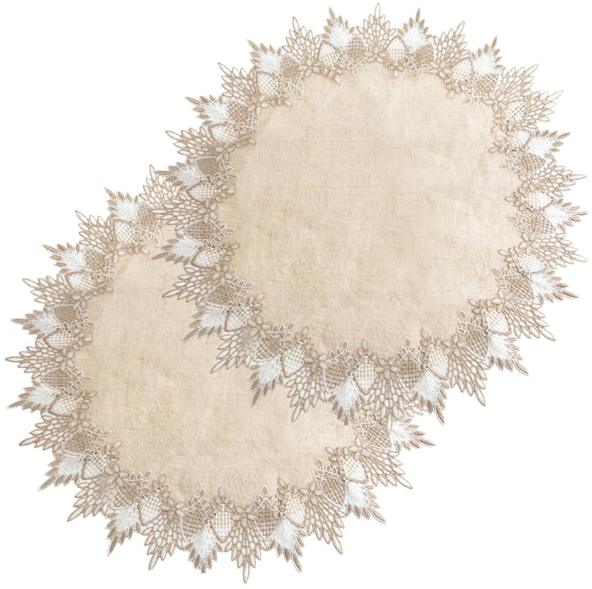 Dailygoods- Tafelkleed 2 stuks - Ronde 60 x 60 cm - Kanten rand - Decoratie voor keuken/ee