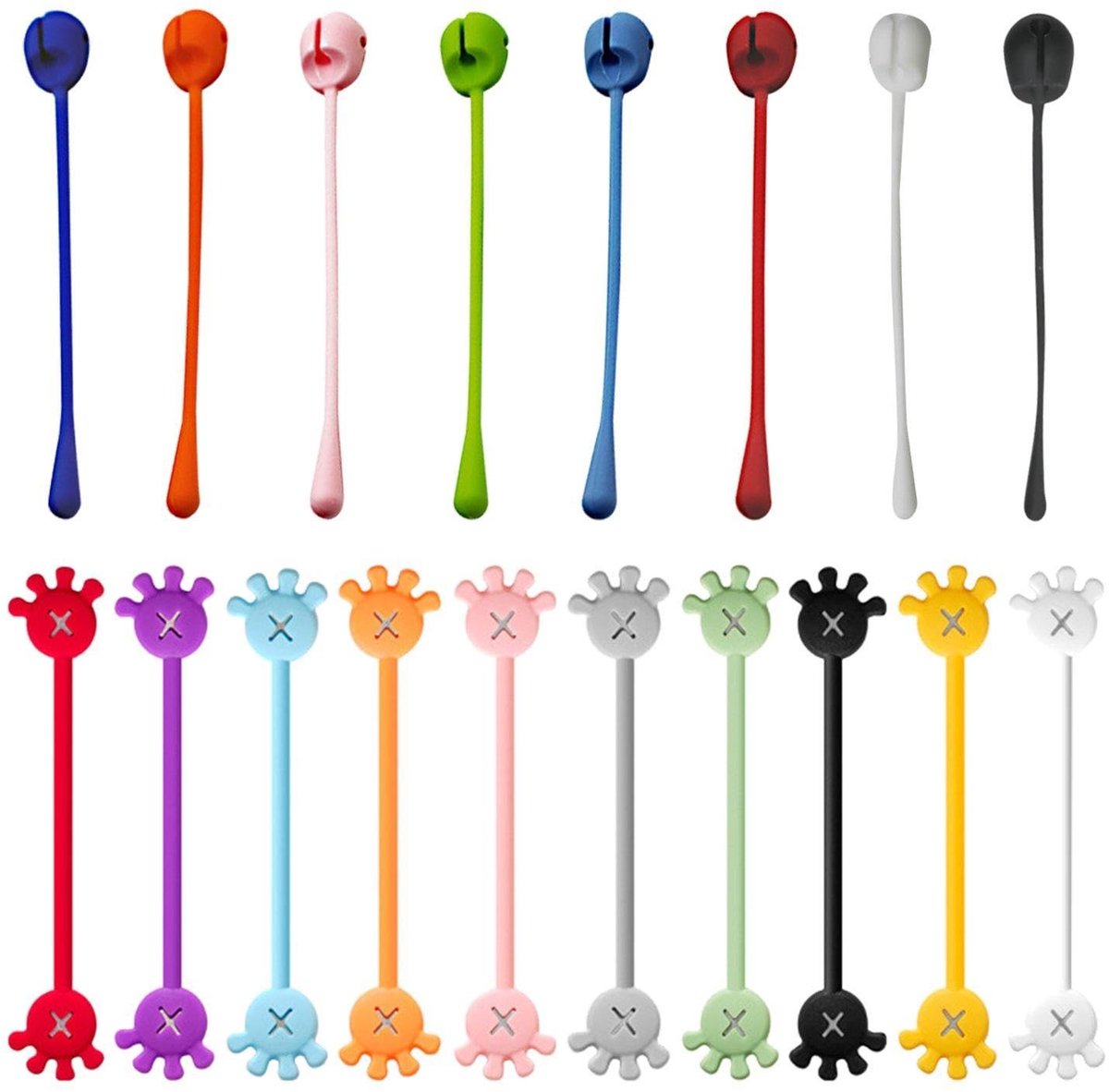 Dailygoods- Kabelhandler 10-Delige Set - Magnetische Kabelbevestiging - Kabelorganisator - Siliconen - Geschikt Voor Hoofdtelefoons - 12x2,2x0,5 cm - Kabelorganizer