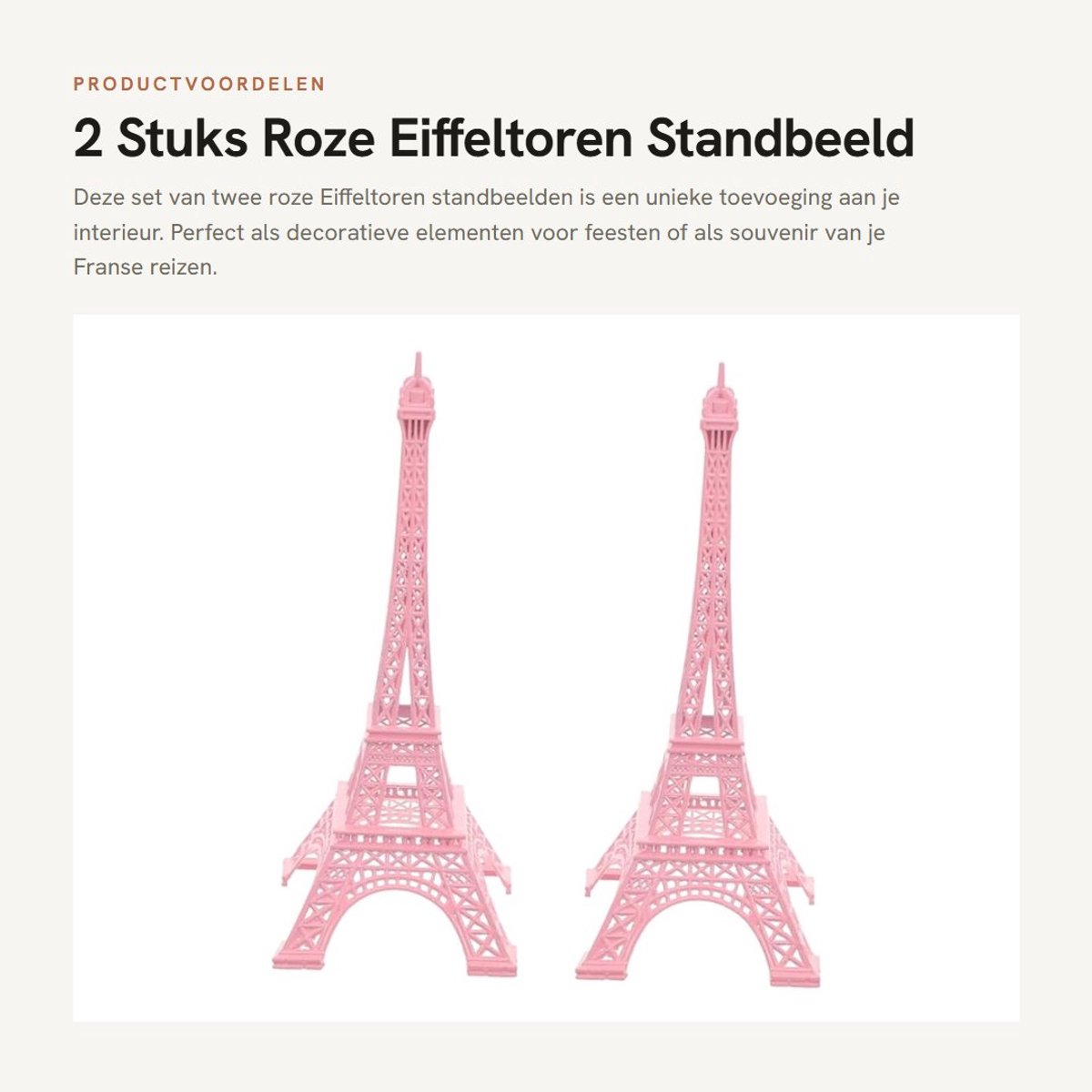 Dailygoods- Eiffeltoren Standbeeld 2 Stuks - Creatieve Decoratie - Roze Metalen - Europese