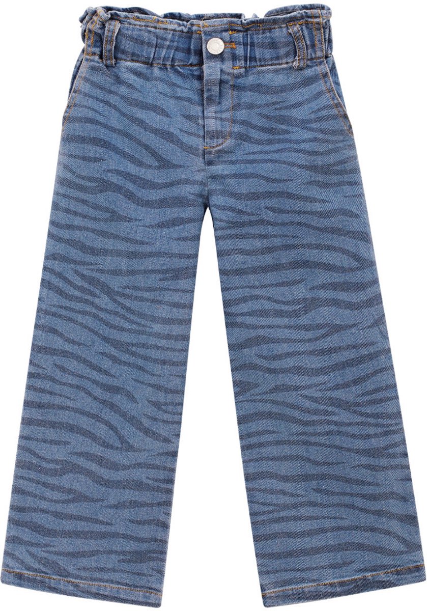 Eigentijdse Cotton Denim Kinderbroek met Zebra Print - 4 Jaar