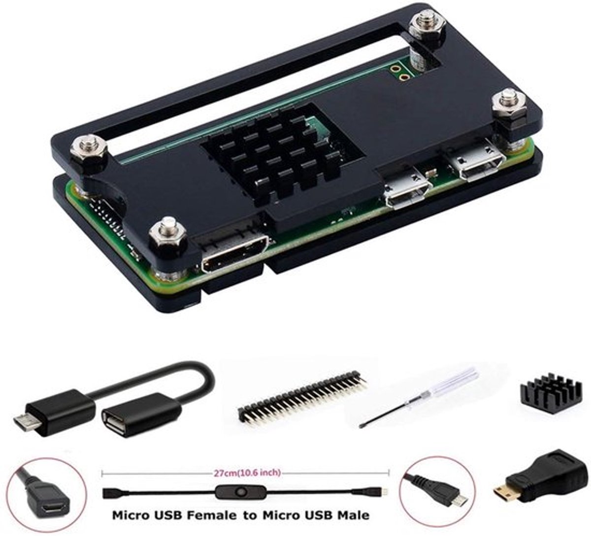 Starter kit Zeynomax - Zwart behuizing voor Raspberry Pi Zero - 7-in-1