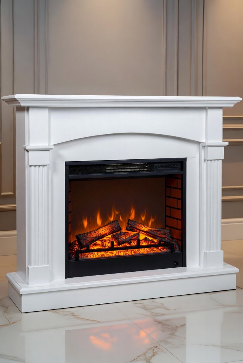 Image of Boston Luxe Elektrische Sfeerhaard met - Wit - Sfeerhaard Verwarming 1800W Vrijstaande Open - Medahomestore