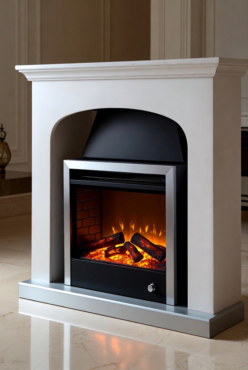 Cayton Luxe Elektrische Sfeerhaard met Verwarming 2000W - LED Vlammen in 13 Kleuren - Vrijstaande Elektrische Open Haard met Afstandsbediening, Timer en EcoDesign Verwarming - 106,7 cm Hoog - ChroomMedahomestore