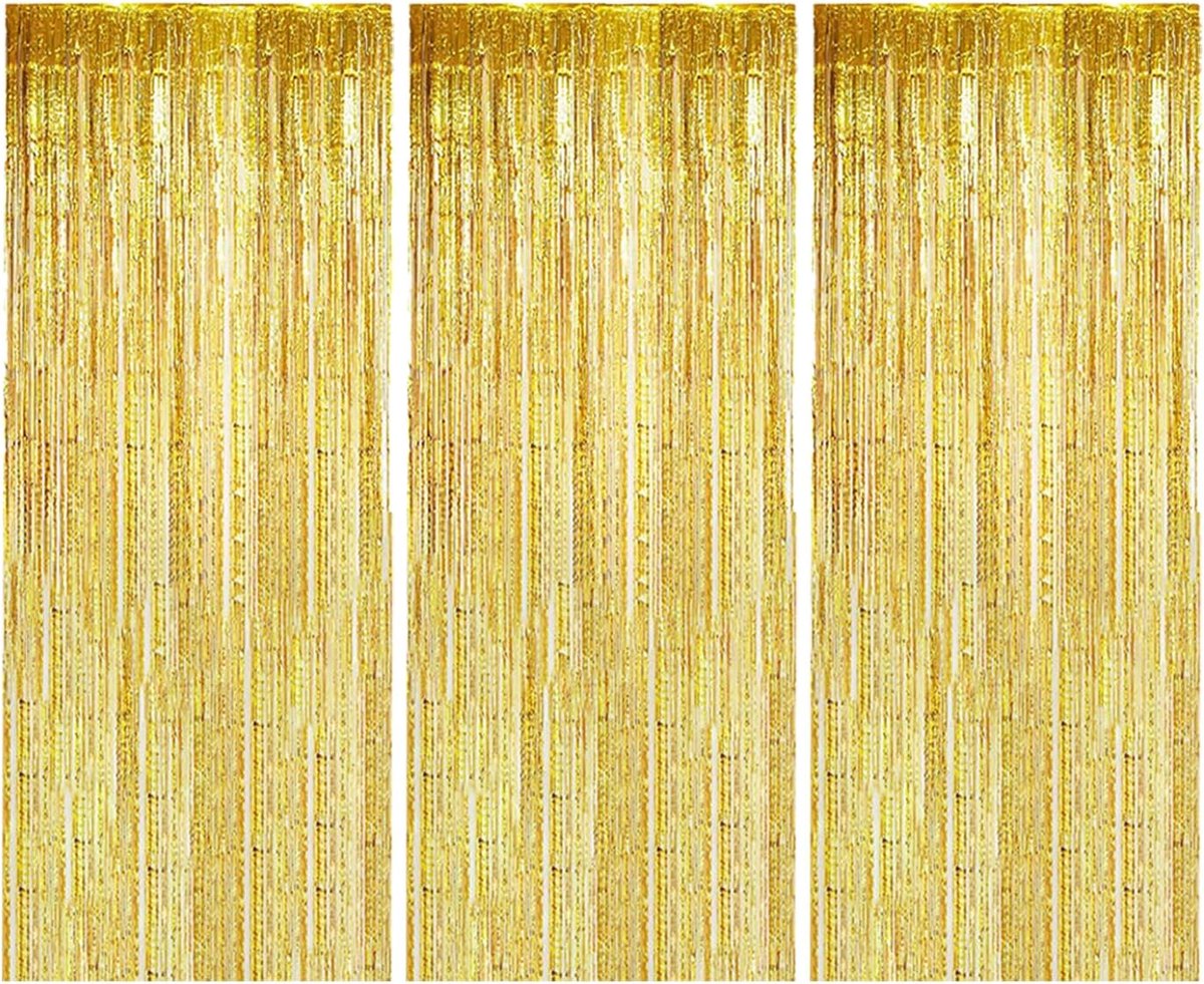 Lametta gordijnen 1 m x 2 m - goud glitter folie - glinsterend franjegordijn - stijlvolle achtergrond voor feestjes - ShopVlot