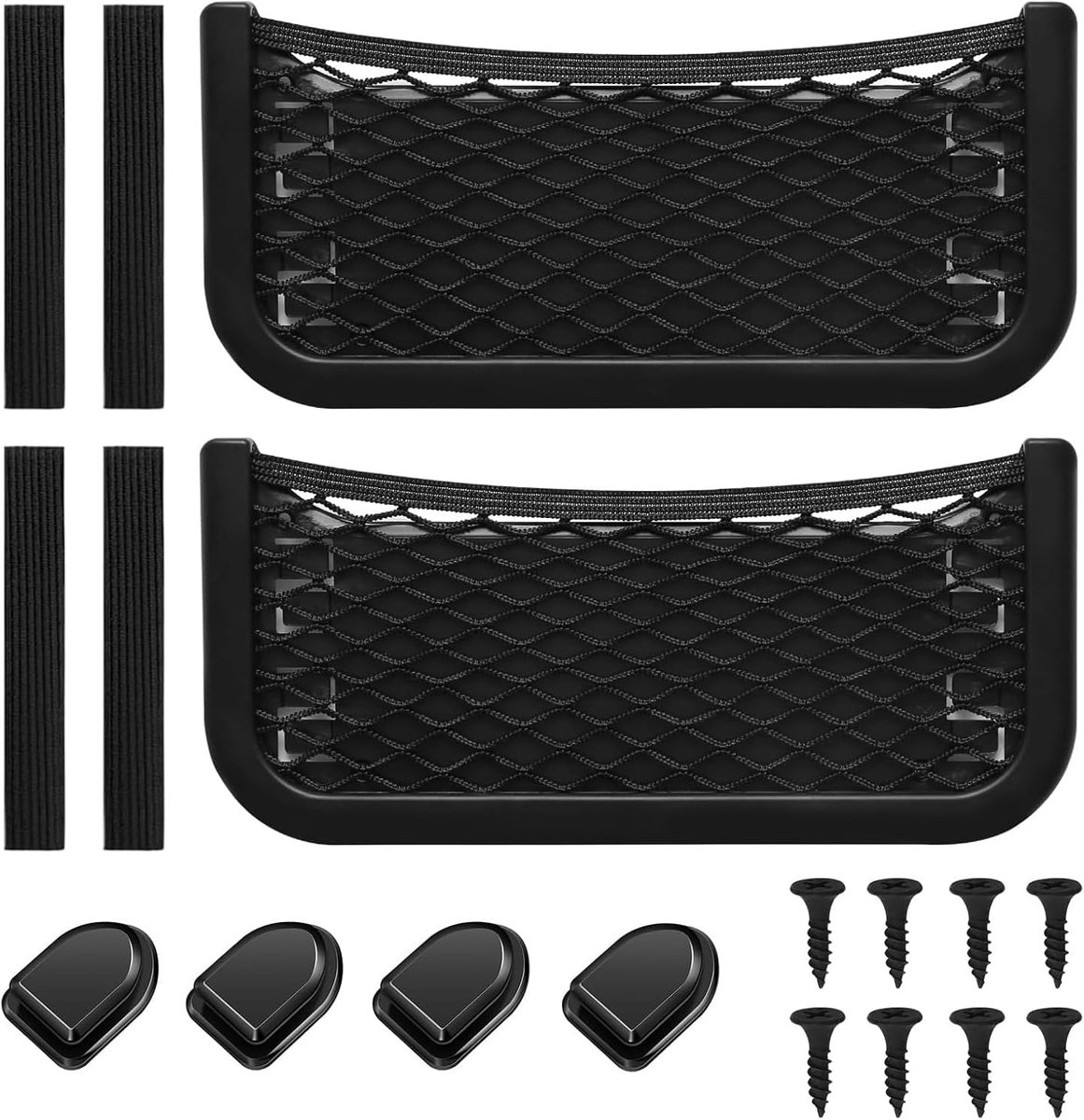 Opbergnetten voor campers 2-delig - Zwart - Zelfklevend - Ruimtebesparend voor telefoons en accessoires - ShopVlot