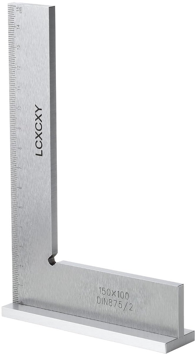 Hoekmeter 150 x 100 mm - solide carbon staal - 90° precisiehoek - ideaal voor metingen in de bouw - ShopVlot
