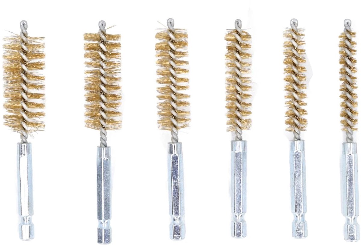 Boormachine Borstelset 6 Stuks - Diverse Maten 8-19mm - Messing Draad - Ideaal voor Grondige Reiniging - ShopVlot