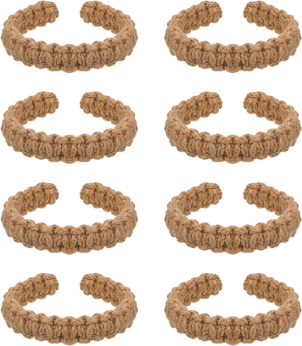 Gordijnhouders 8 stuks - Gevlochten jute - Boho design - Perfect voor slaapkamer en kantoor - ShopVlot