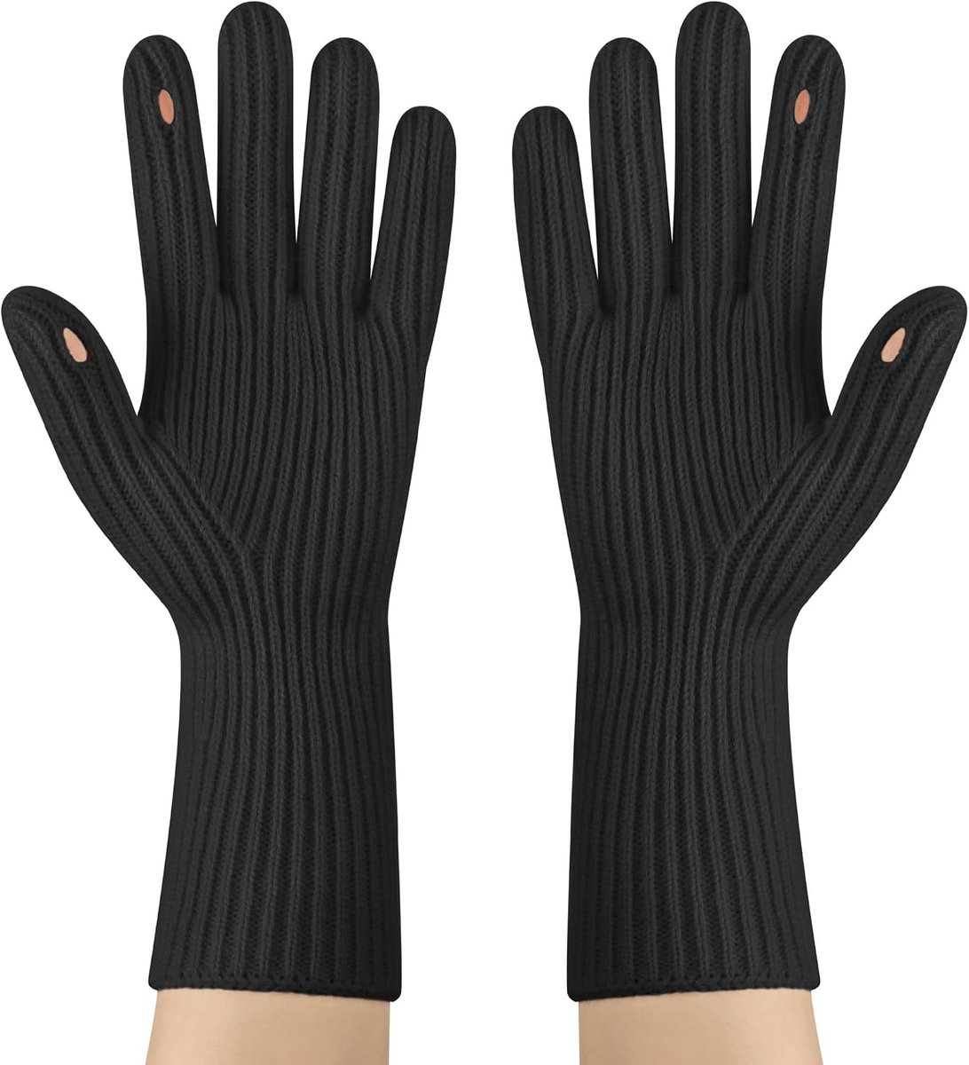 Winterhandschoenen met vingergaten - gebreide elastische handschoenen - touchscreen geschikt - ShopVlot