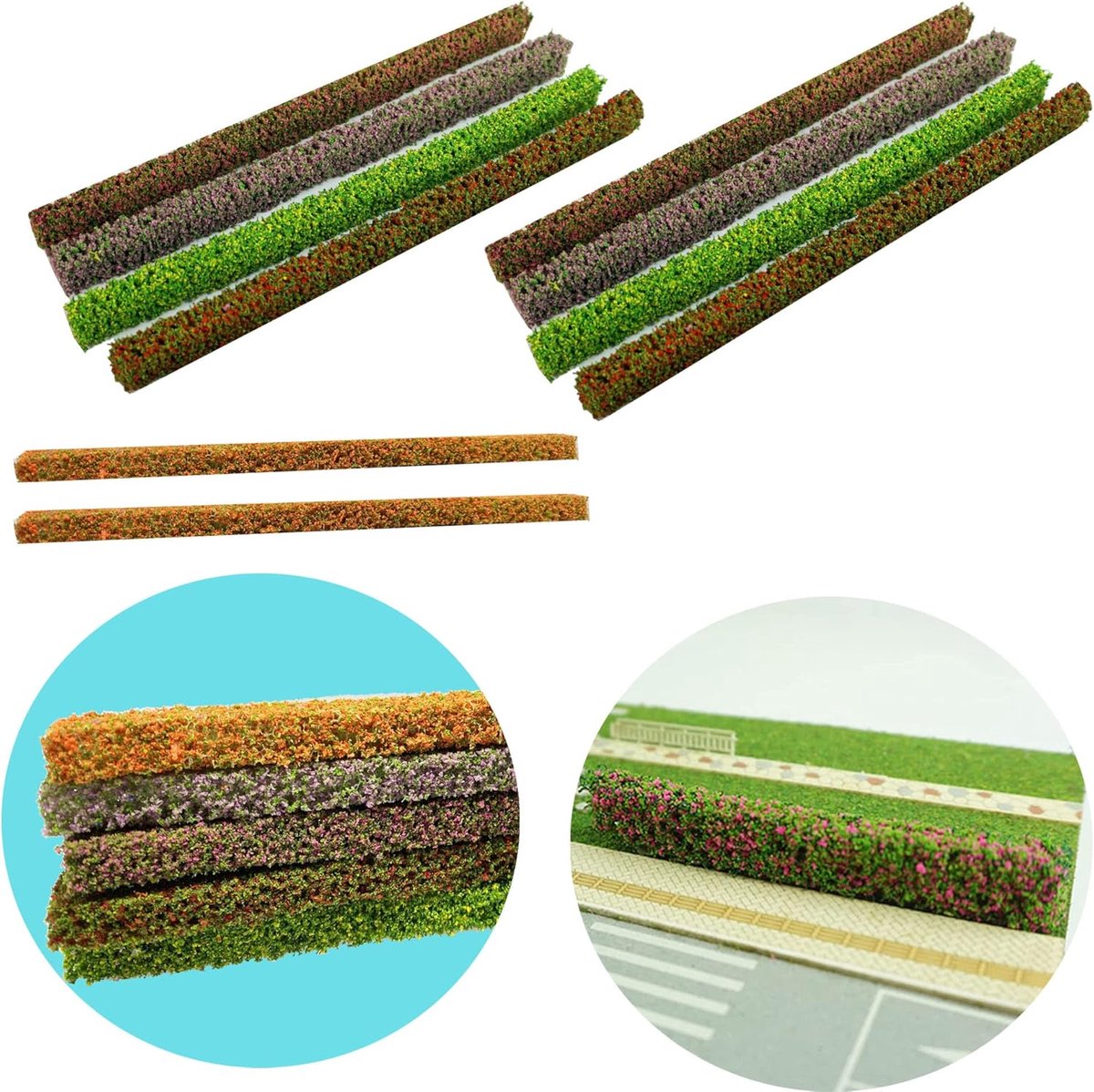 Static grass strips 20 cm - donker kleur - pack van 10 - ideaal voor modelbouw - ShopVlot
