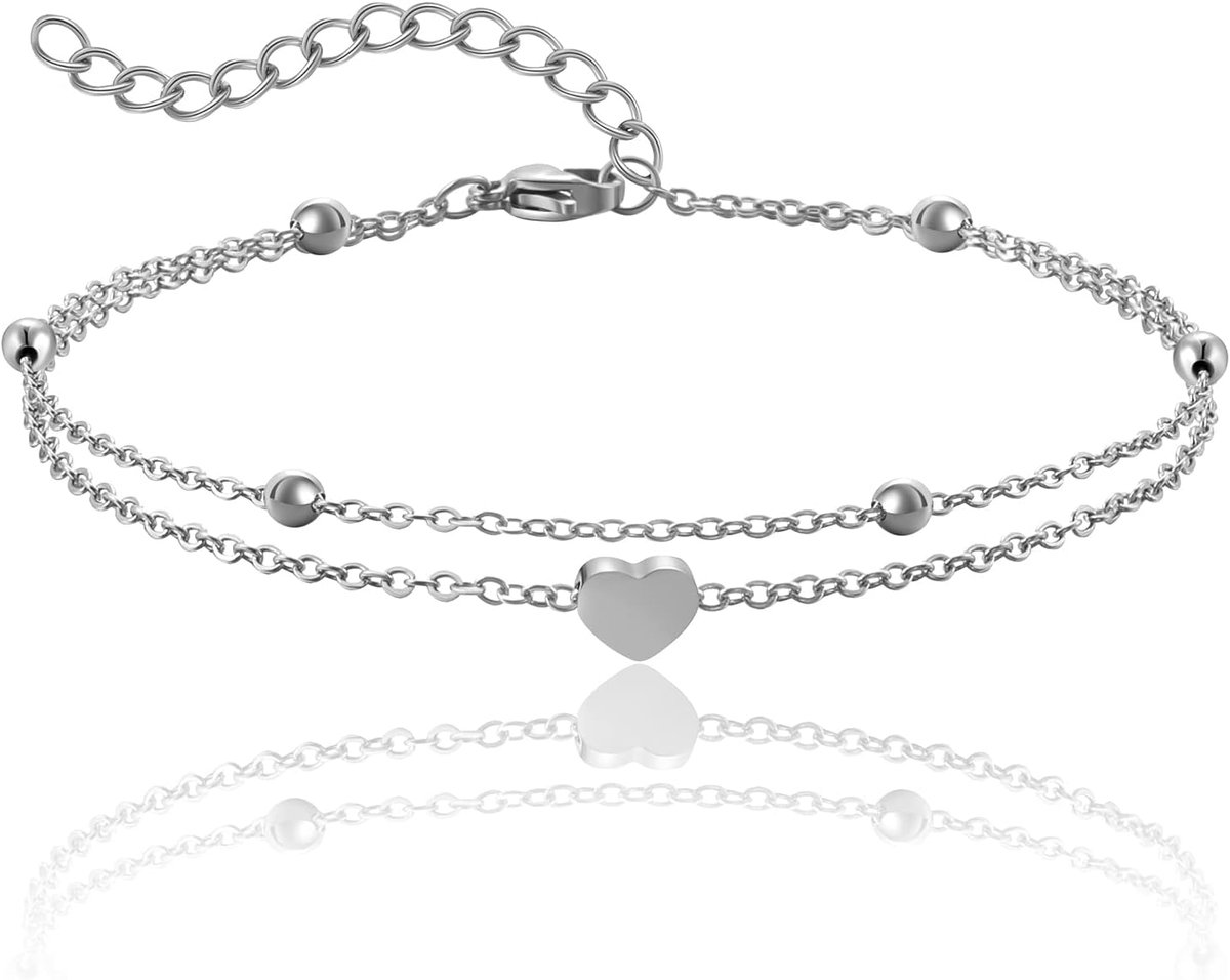 Enkelbandje verstelbaar 20 + 5 cm - roestvrij staal - waterdicht - elegante toevoeging voor elke outfit - ShopVlot
