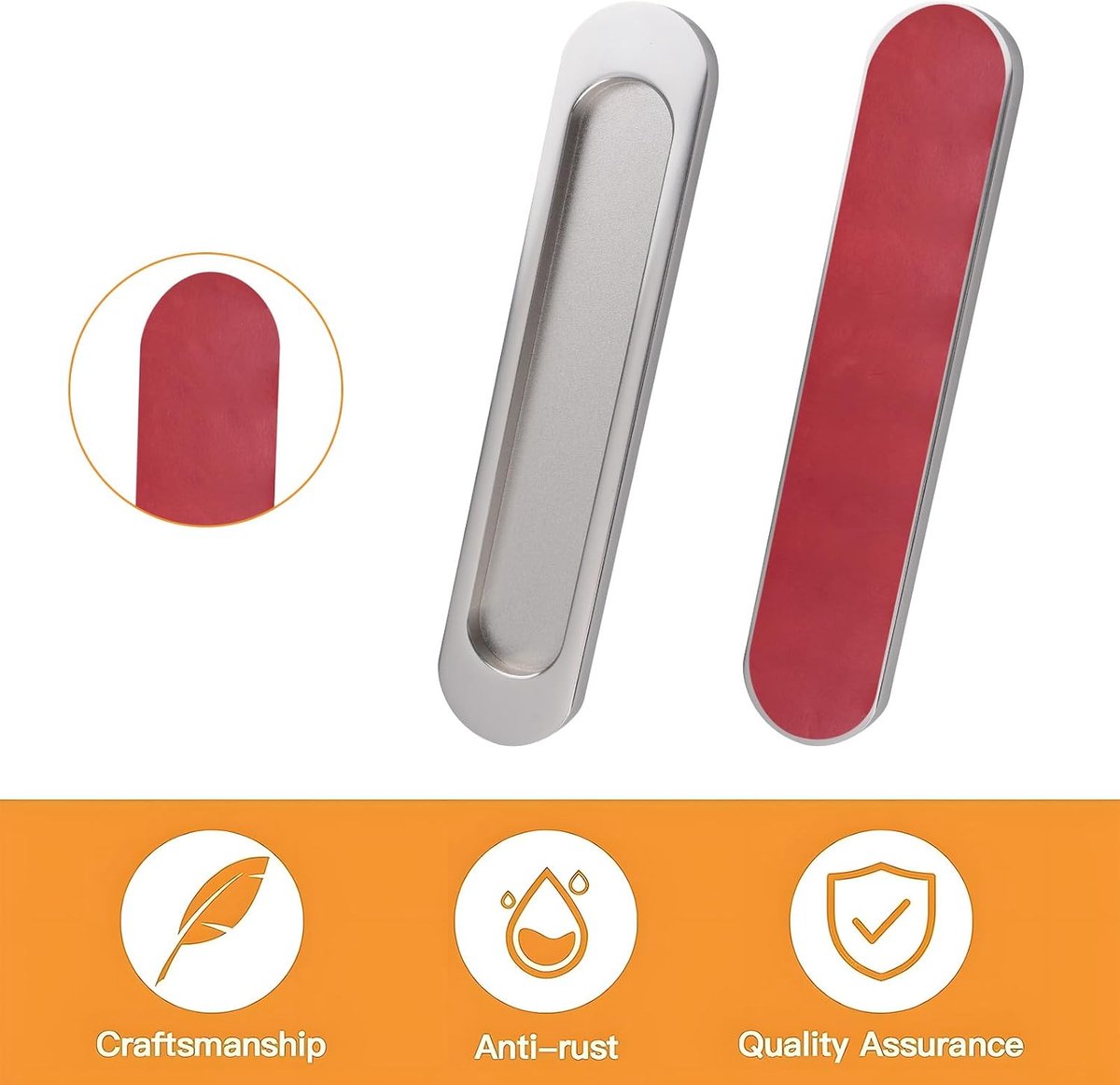 Ovale schuifdeurhendels 15cm - geborsteld staal aluminium - modern design - perfect voor deuren en kasten - ShopVlot
