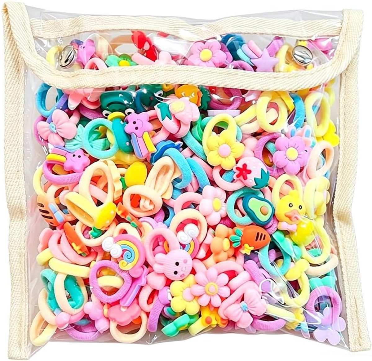 Elastiekjes meisje 50 stuks - hoge rek en volle veerkracht - zachte haaraccessoires - voor verjaardagsfeesten - ShopVlot