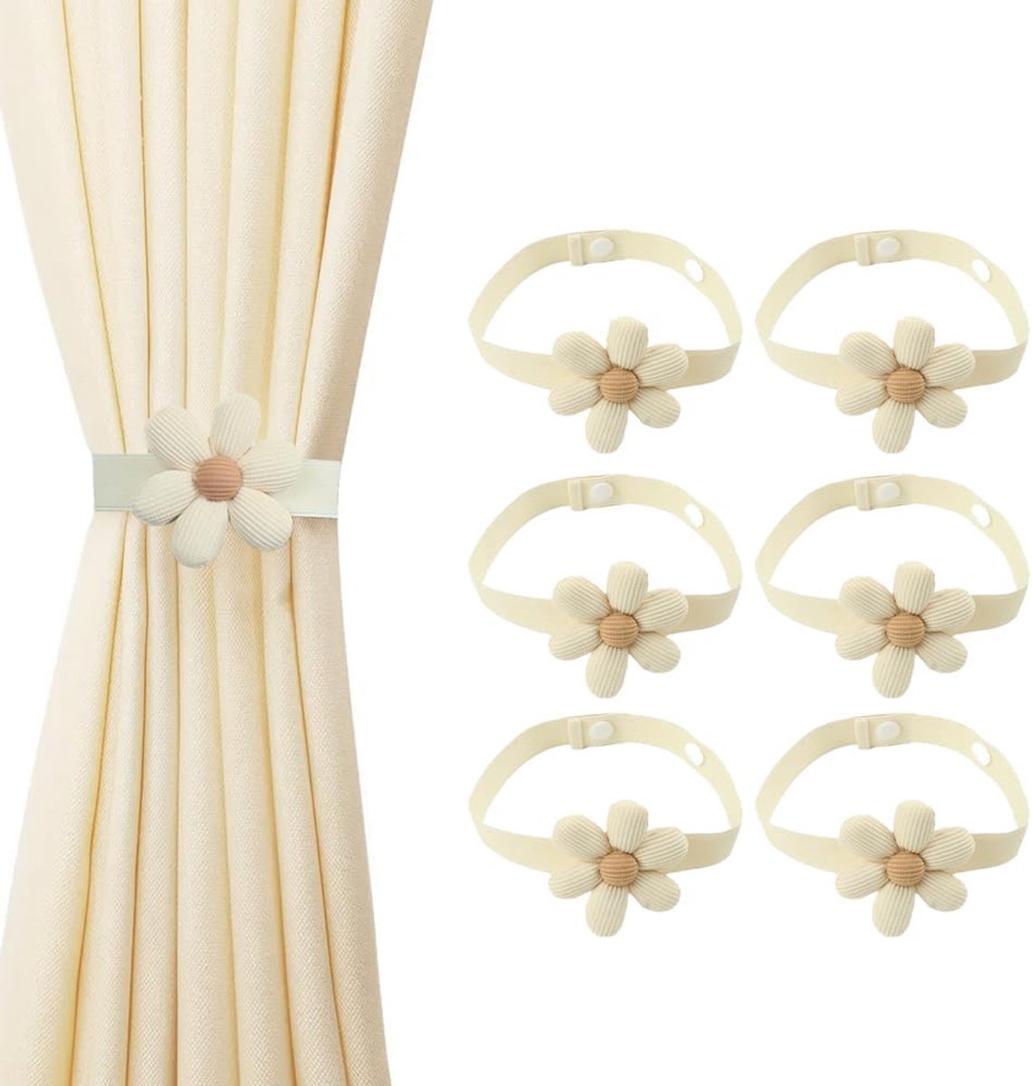 Gordijnbinders Bloem - Decoratieve Gordijnclips - Herbruikbaar en Zonder Boren - Voor Woonkamer en Slaapkamer - ShopVlot