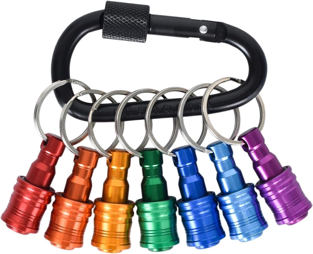 Bit houder 1/4 inch - 7 kleuren met zwarte karabijnhaak - hoogwaardige materialen - geschikt voor dagelijks gebruik - ShopVlot