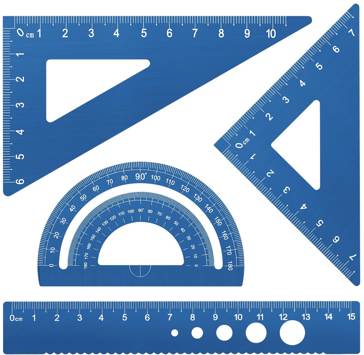 Liniaal set 15 cm - Aluminium - 4-delig - Perfect voor studenten en professionals - ShopVlot