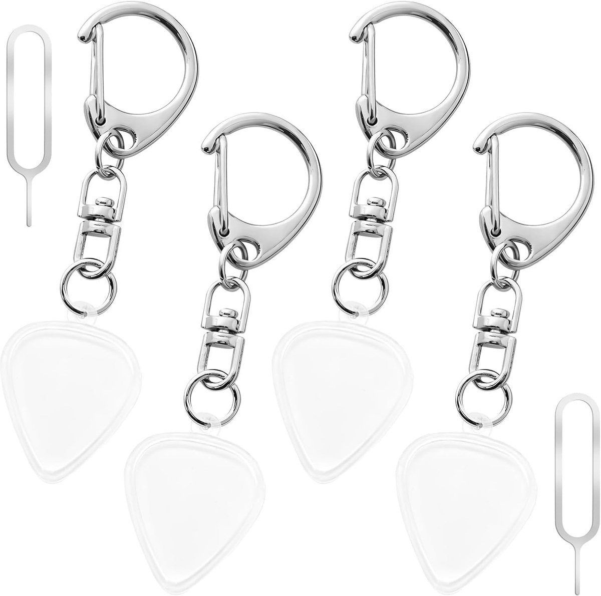 guitar pick houder 4 stuks - transparant acryl - sleutelhanger met kaart pin - eenvoudig identificeren - ShopVlot