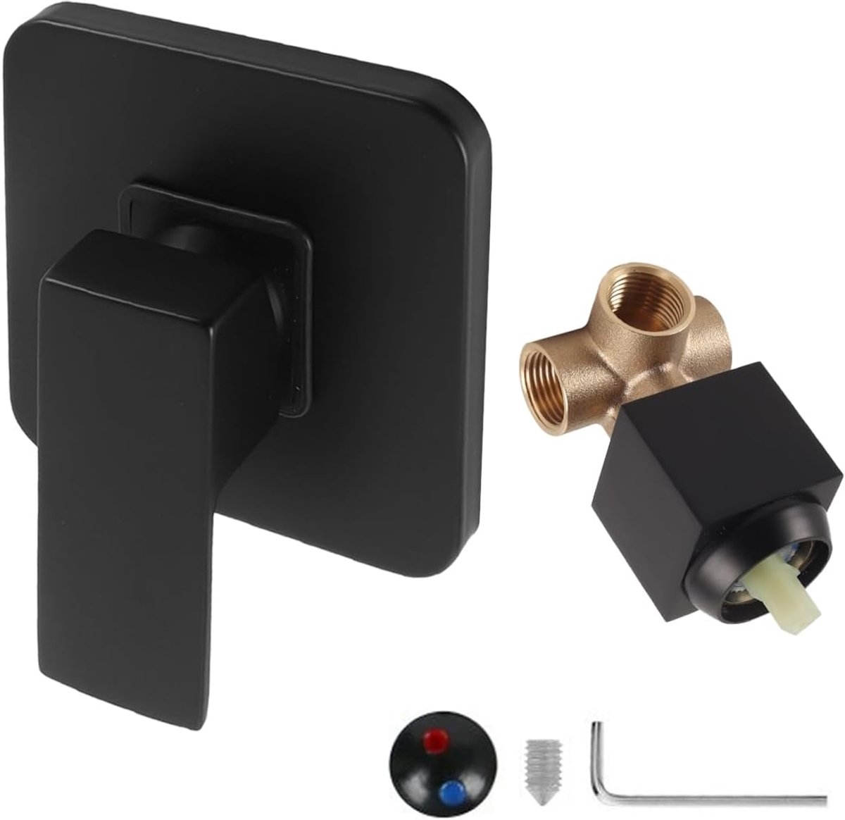 Inbouwdouche accessoires - complete set - zwart - eengreepsmengkraan voor eenvoudige bediening - ShopVlot