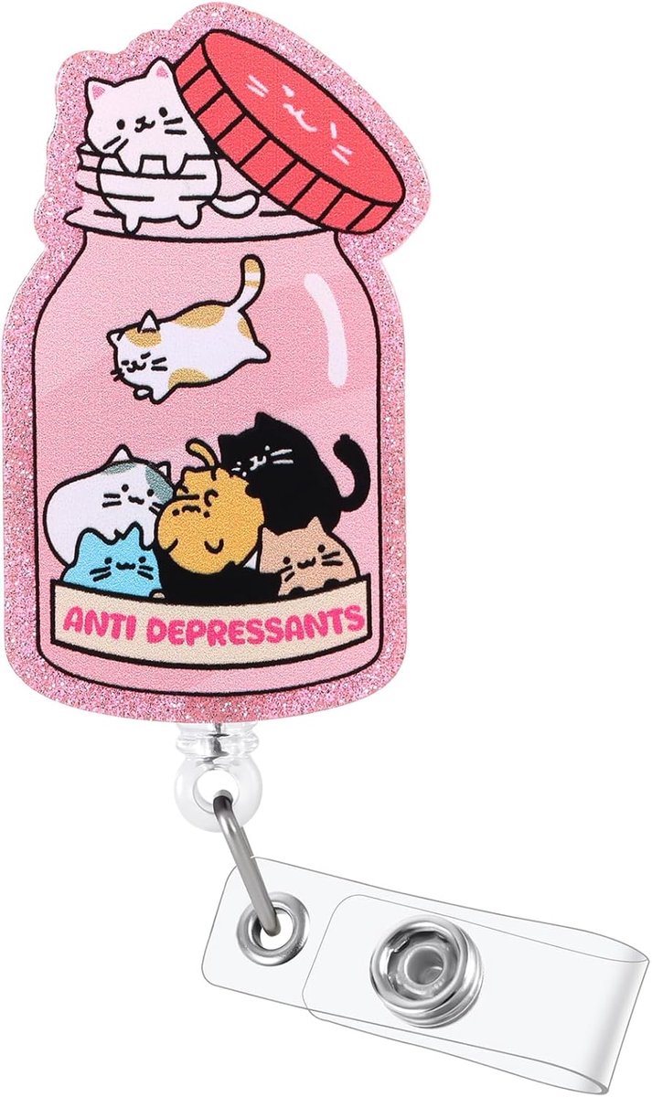 Badgehouder met uitrekbare lijn - Grappige katten badge reel - Altijd je ID-kaart binnen handbereik - ShopVlot