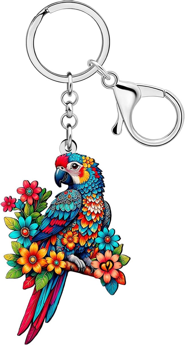 Sleutelhanger tropische papegaai - acryl - kleurrijk ontwerp - perfect voor vogel liefhebbers - ShopVlot