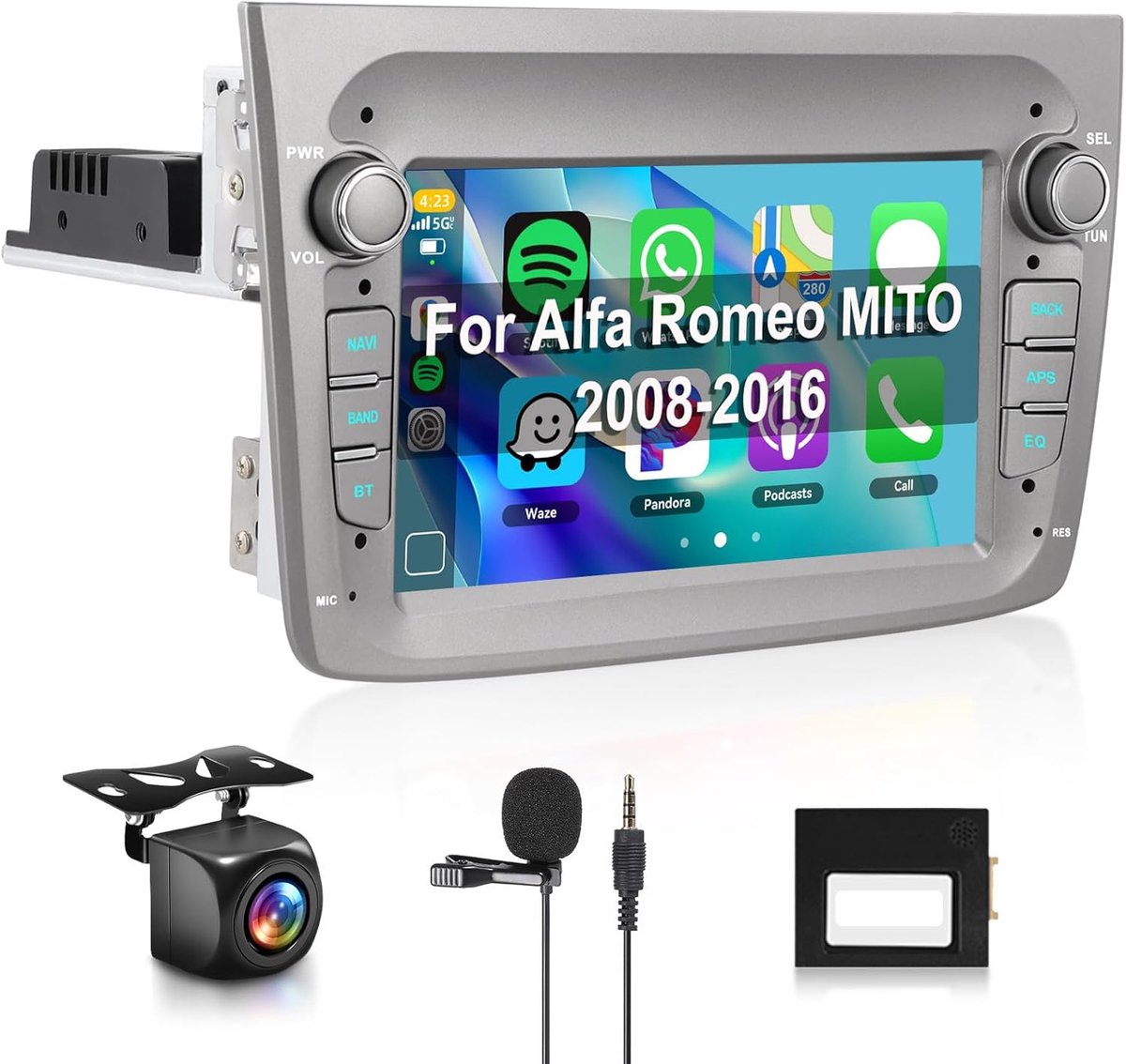 Carplay Display Alfa Romeo Mito 2008-2016 - 7 inch touchscreen - 4GB RAM, 64GB opslag - Android Auto en GPS - ShopVlot