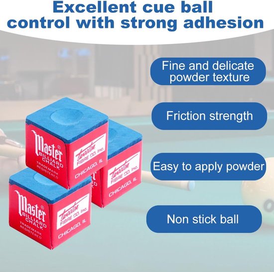 Billiard chalk 8 stuks - blauwe kleur - gelijkmatige coating - ideaal voor biljart - ShopVlot — afbeelding 3