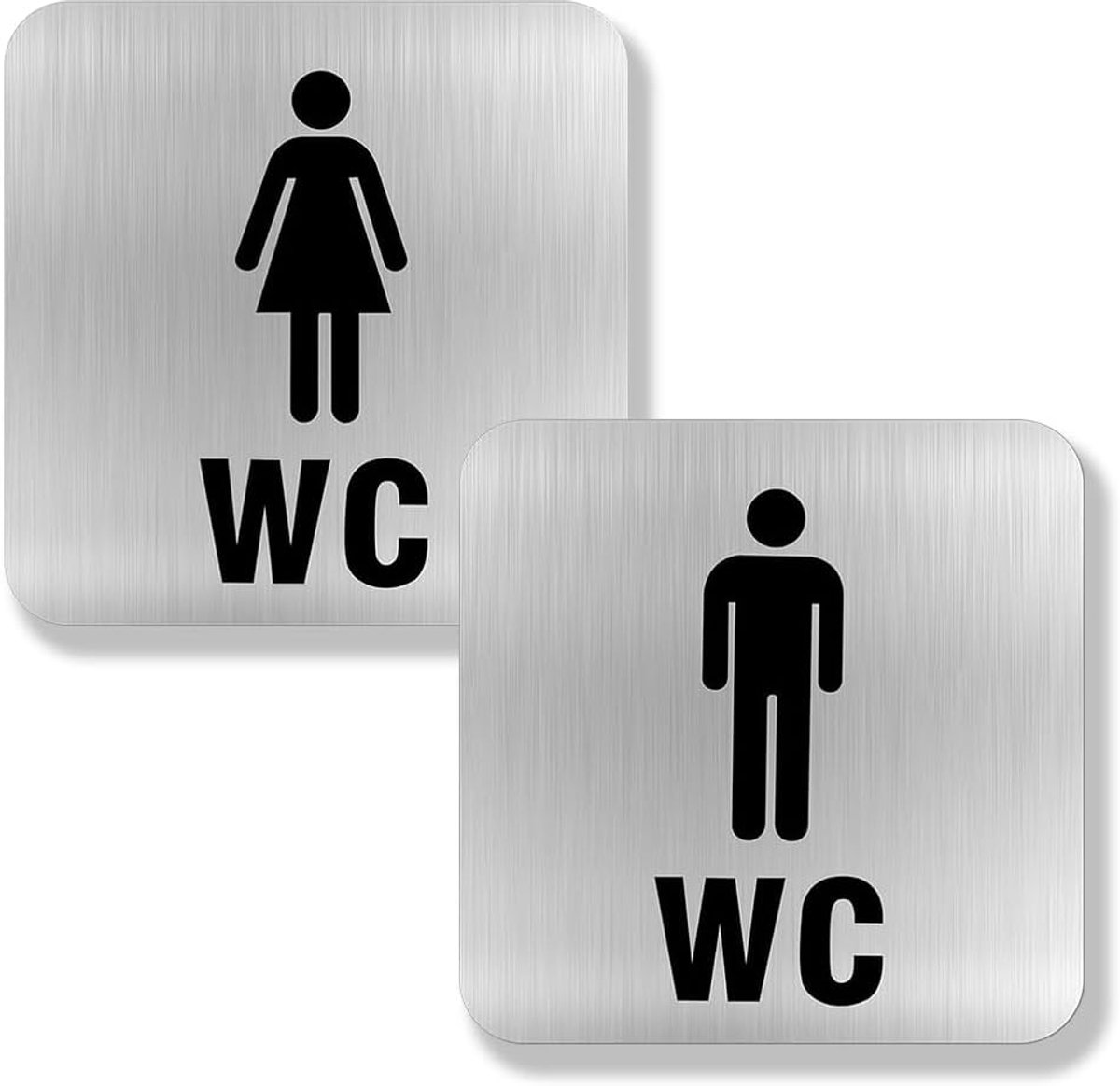 Toiletborden 12 x 12 cm - Aluminium - Zelfklevende stickers - Voor mannen en vrouwen - ShopVlot