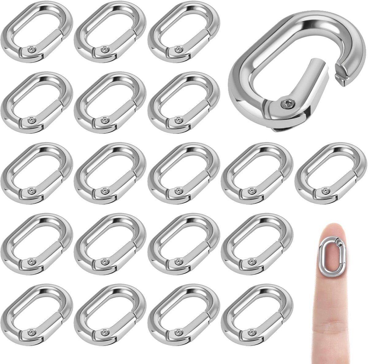 Ovale gevulde karabijnhaken 20 stuks - Zinklegering - Roestbestendig - Voor sieraden maken - ShopVlot