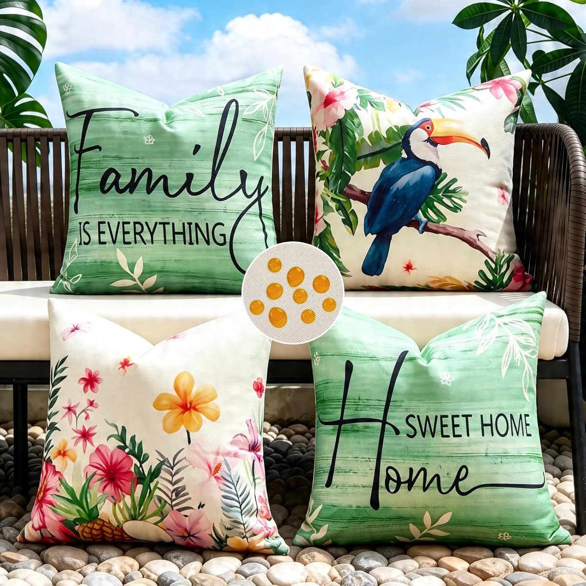 Cushion Covers 40 x 40 cm - Set van 4 - Bloemenprint - Decoratieve kussens voor lente en zomer - ShopVlot