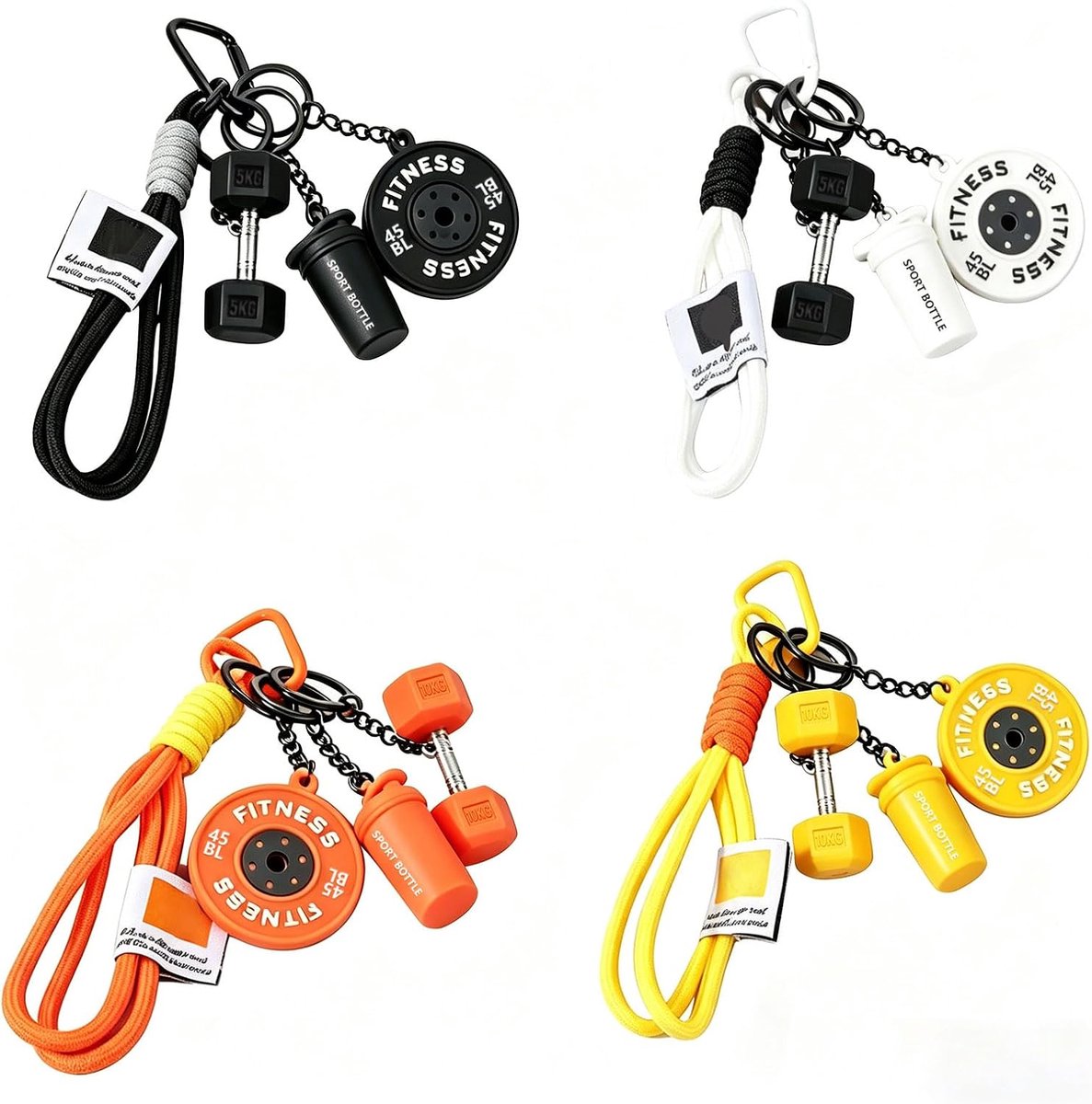 fitness-sleutelhangers 4 stuks - gewichten en halters - veelzijdige accessoires - ideaal voor sportschool - ShopVlot