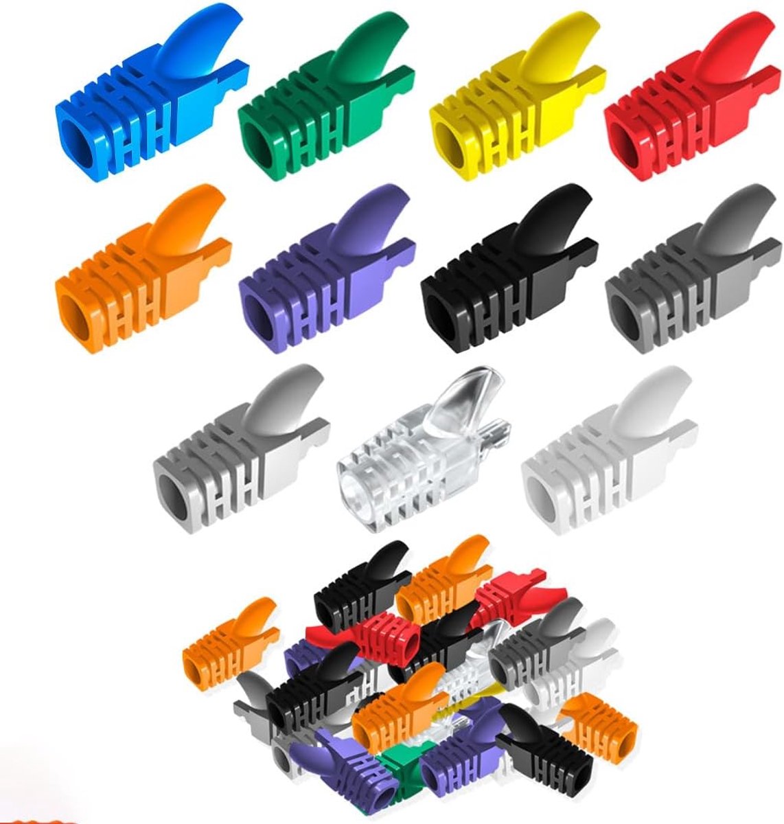 Bootcovers RJ45 Ethernet 55 Stuks - Connectorbescherming - 11 Kleuren - Bescherm je netwerkkabels - ShopVlot