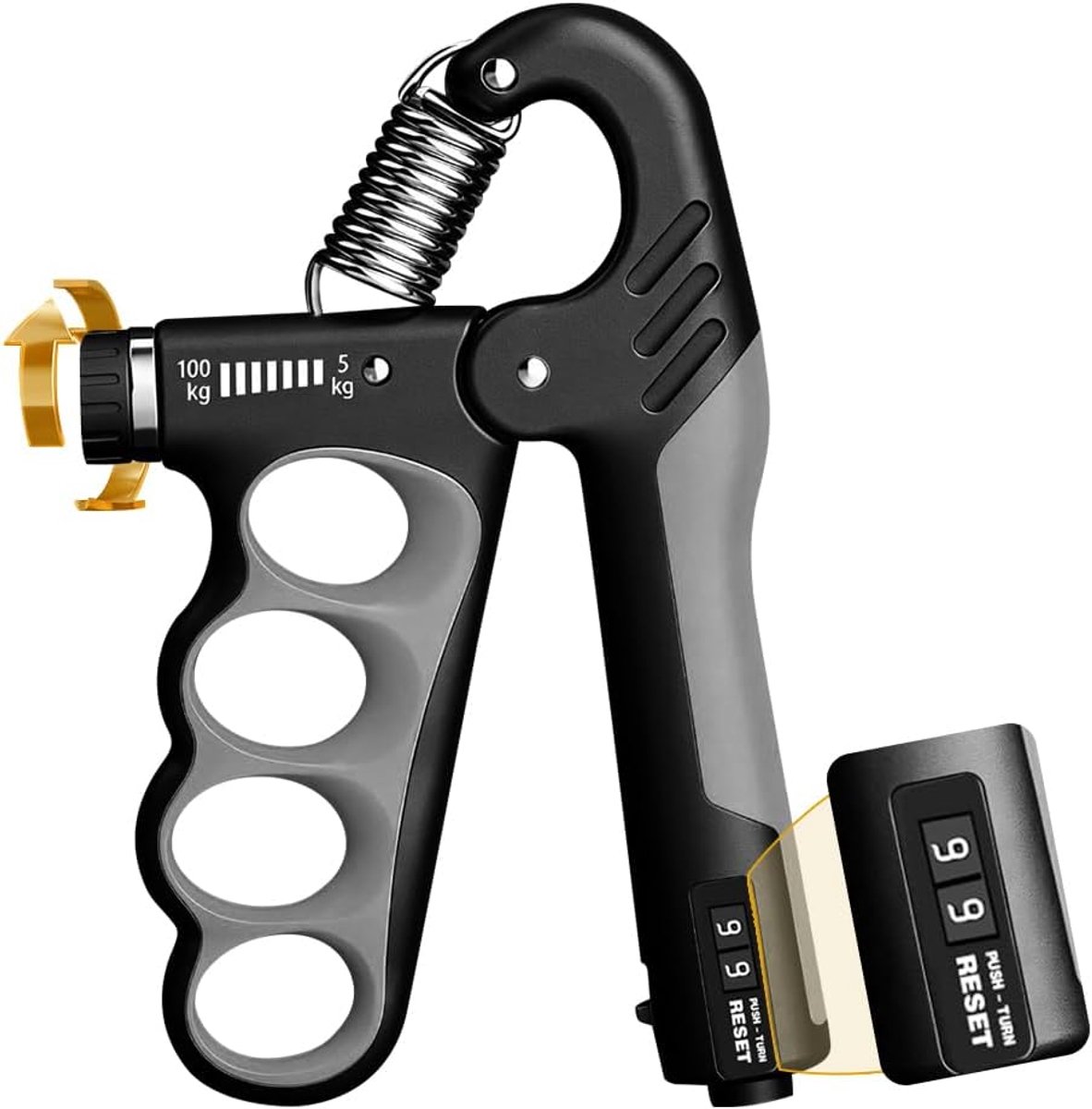 Handtrainer 2 stuks - Onderarmtrainer met teller - Verstelbare gripkracht 5-100 kg - Ideaal voor handspiertraining - ShopVlot