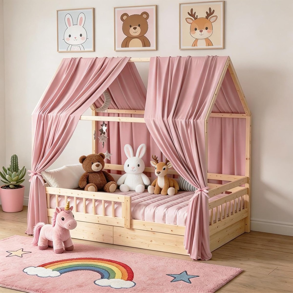 Bedgordijn set 67 x 270 cm - Zachte chiffon - Dromerige slaapkamerdecoratie - Creëer een gezellige speelruimte - ShopVlot