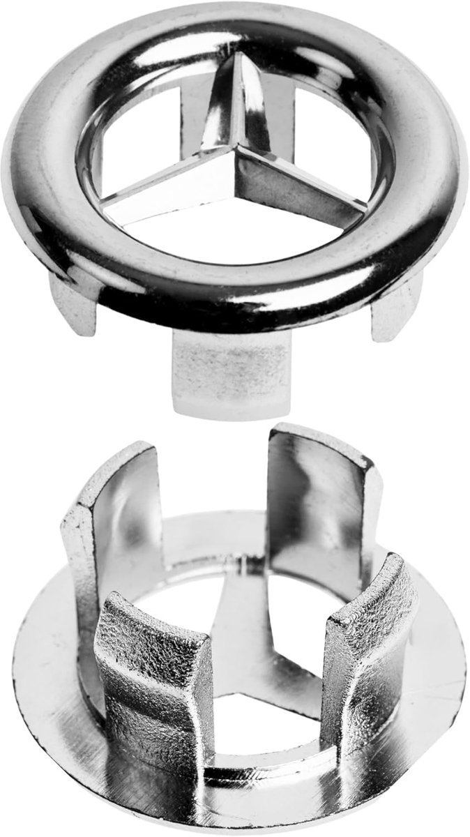 Wastafele overflow cover 2 stuks - design 3 in chroom hoogglans - vervangingsringen voor wastafelafvoer - ShopVlot