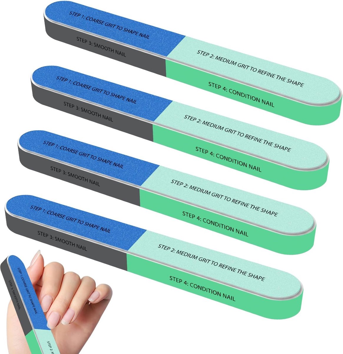 Nagelvijlset 4 stuks - 7-zijdige nagelbuffers - hoogwaardig EVA-schuim - perfect voor natuurlijke en acryl nagels - ShopVlot