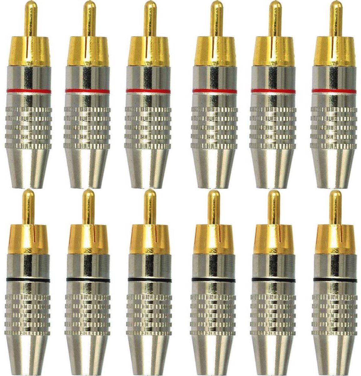 RCA male plug 12pcs - RCA panel mount connectors - Solderless uitvoering - Voor eenvoudig aansluiten van camera's - ShopVlot