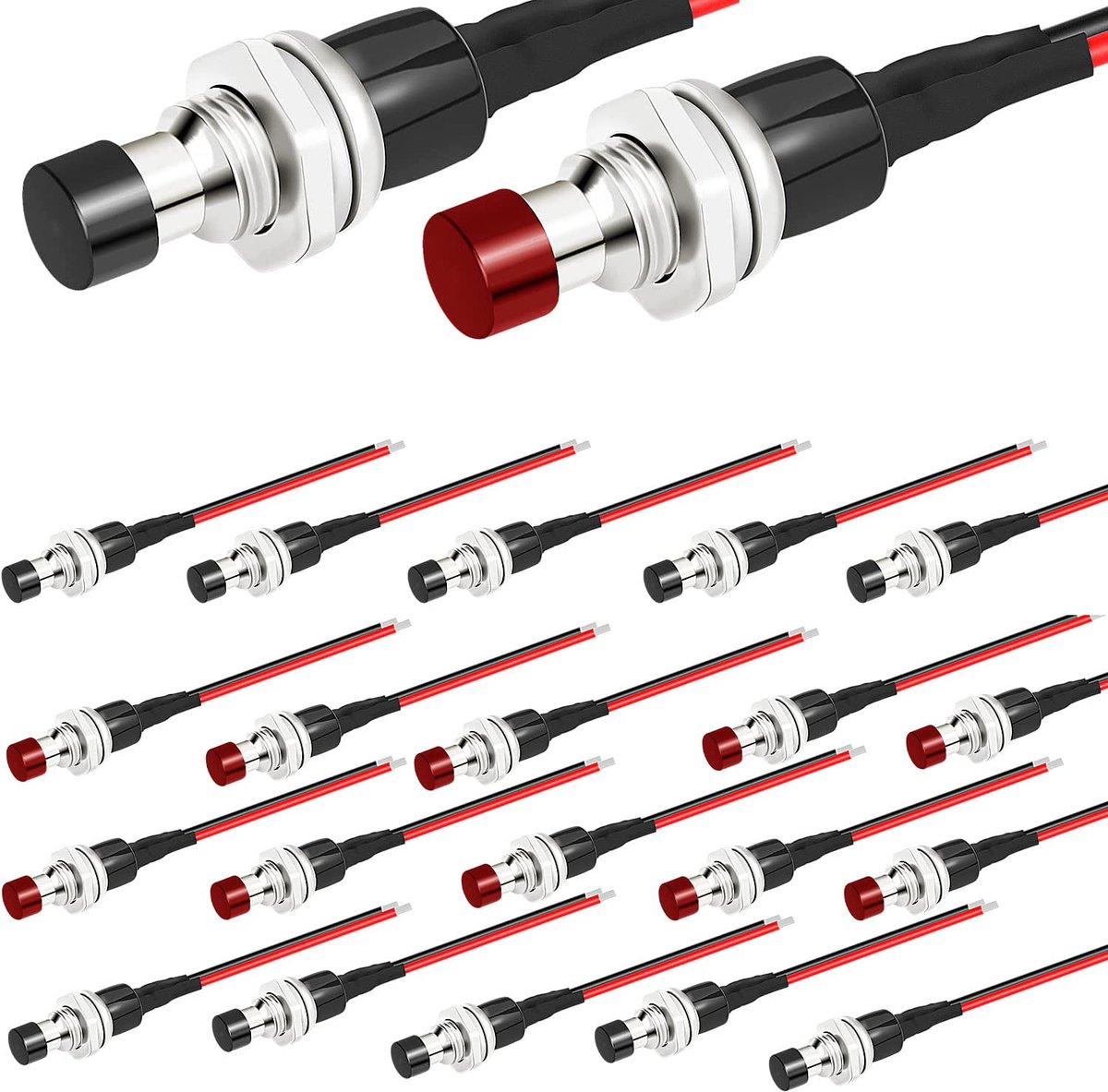 Mini ronde drukknop 20 stuks - 3V-6V-12V-24V - 7mm voor Arduino en DIY-projecten - ShopVlot