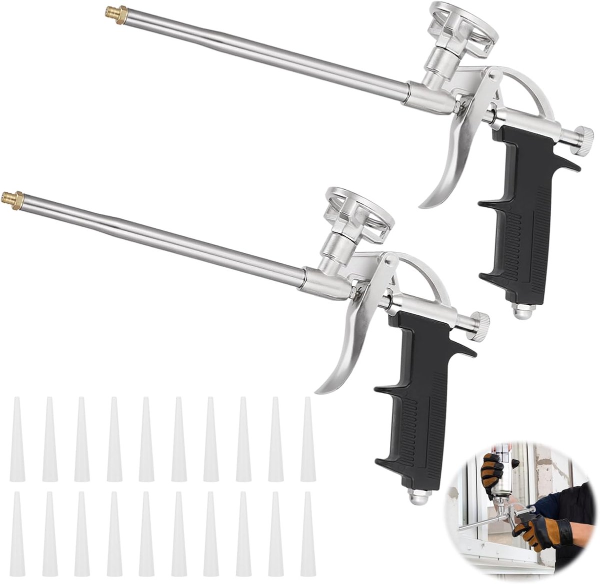 Foam gun met 20 spuitmonden - Professionele PU-schuimspuit - Voor isoleren en afdichten - ShopVlot