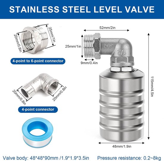 Float Valve Automatic Water Level Control Stainless Steel Water Level Control Valve 3/4 Inch Automatic Float Valve for - ShopVlot van float — afbeelding 5