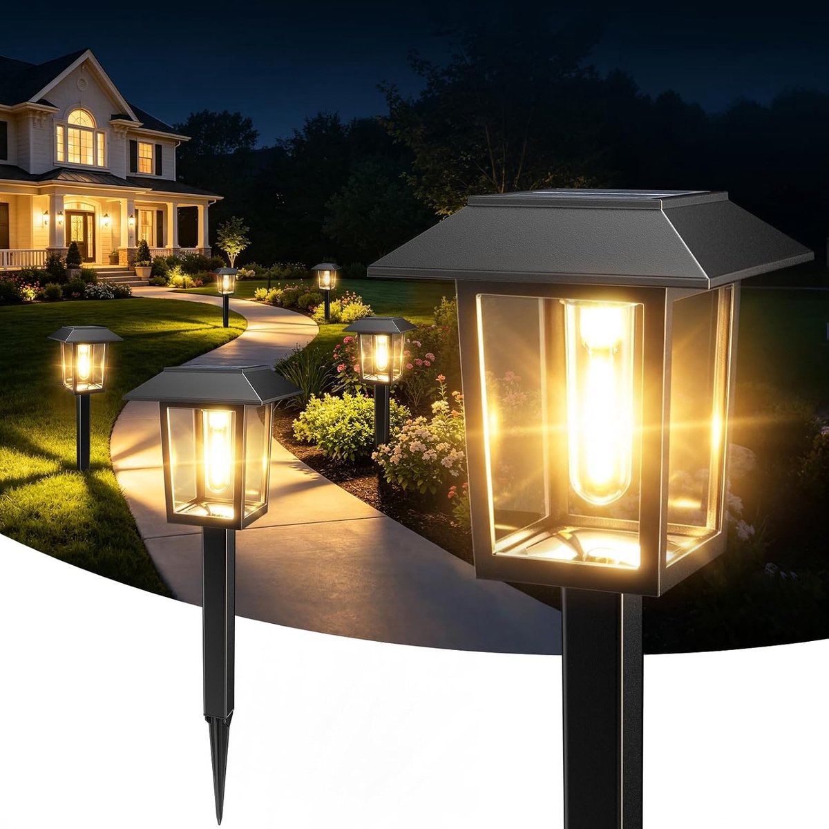 Solarlampen voor buiten tuin 2 stuks - solarverlichting tuin met warm licht, IP65 waterdicht, automatisch aan/uit, LED - ShopVlot
