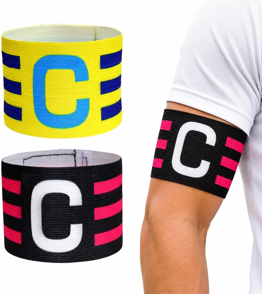 2 stuks kapiteinsbanden voor kinderen, nylon klittenbandsluiting, verstelbare voetbalkapiteinsarmband voor kinderen - ShopVlot