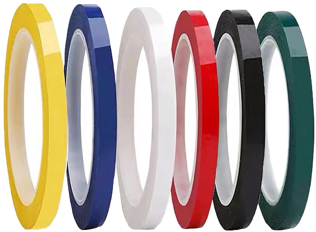 Whiteboard Tape 5mm x 66m - 6 Rolls Self Adhesive Graphic Tape for Art Marking and Crafts - 6 Colors - ShopVlot