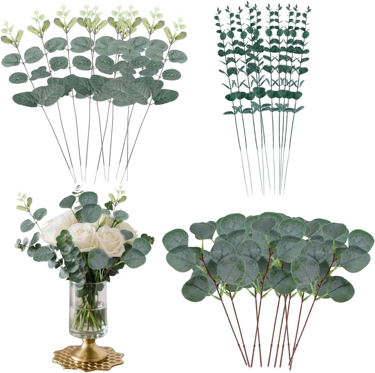 30 stuks kunstmatige eucalyptus decoratie groene bladeren tafeldecoratie bruiloft tuin kantoor bloemendecoratie party - ShopVlot