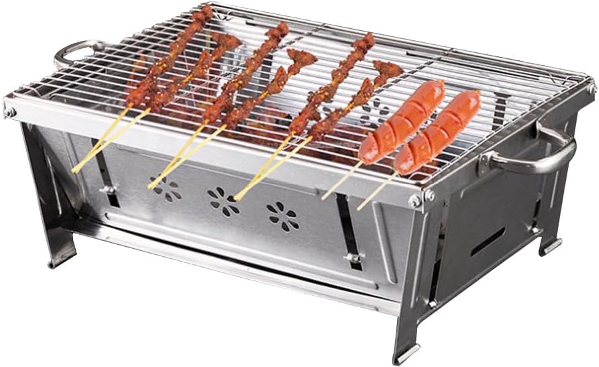 Charcoal Grill, Picnic Grill, Stainless Steel, Portable Folding Grill Cart, BBQ, Folding Grill, Camping, Grill, for - ShopVlot