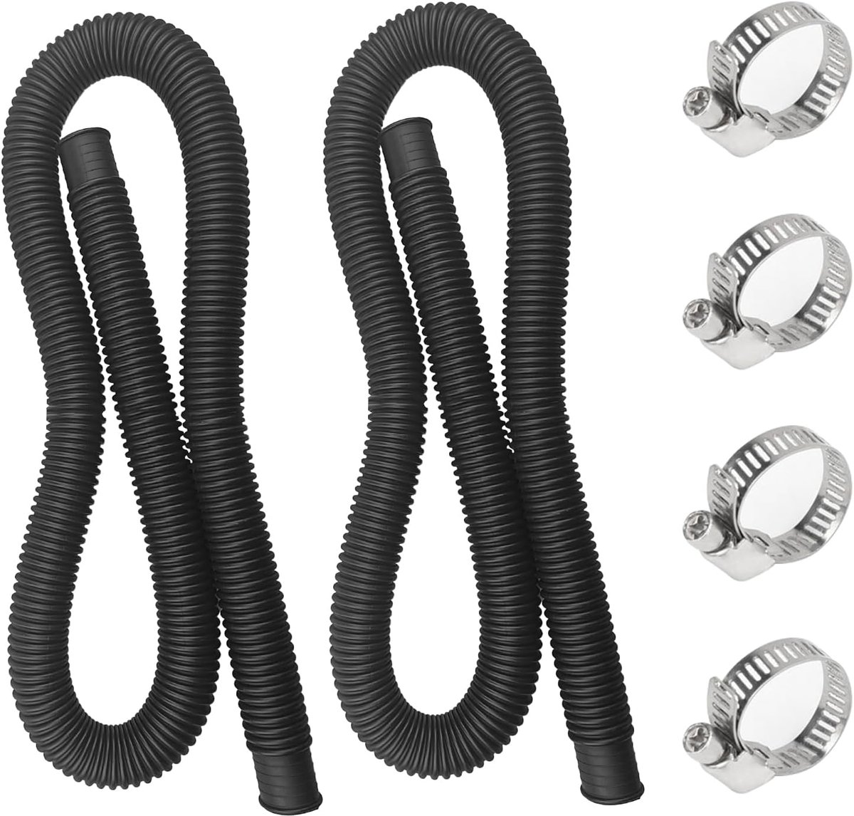 Pool Hose, 2 Pieces, 32 mm, 180 cm, with 4 Hose Clamps, Pump Hose, Suction Hose, Flexible Water Hose for Pool, Pool - ShopVlot