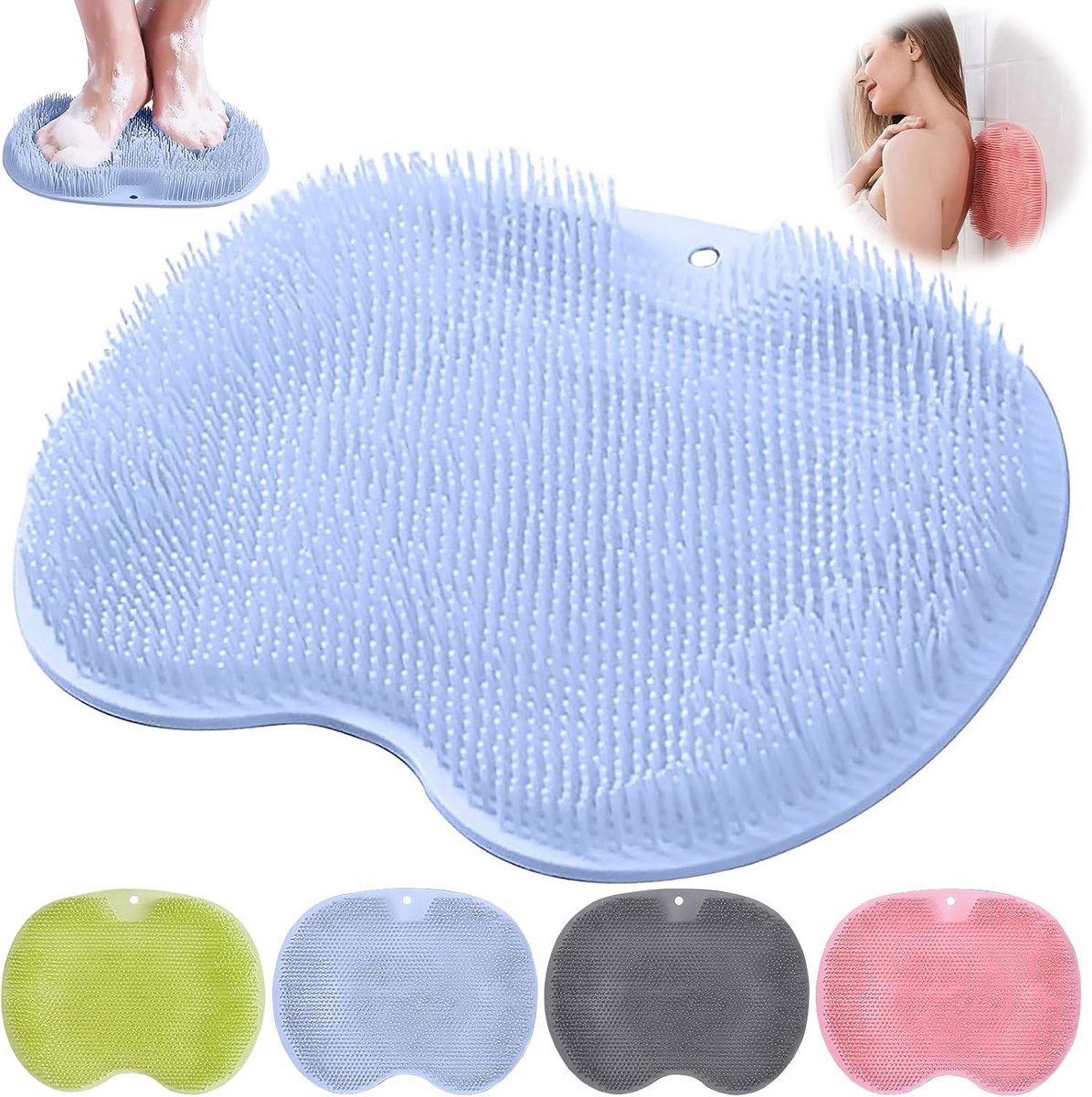 Voetmassager en rugschrubber - niet-slip silicone massagepad - veelzijdig gebruik - ontspannende massage in de douche - ShopVlot