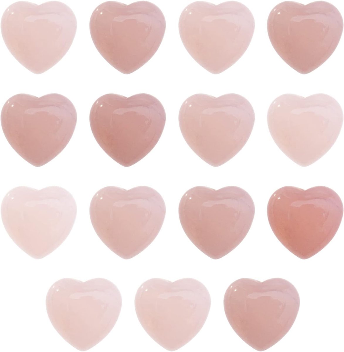 Hartvormige rozenkwarts ornamenten 15x15mm - gepolijst natuursteen - voor thuis en kantoor decoratie - ShopVlot
